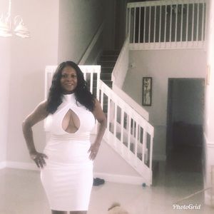 White beaded cocktail dress